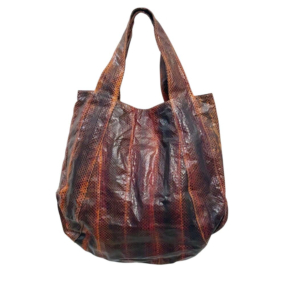 Beirn Jenna Genuine Snakeskin Brown Hobo Tote Bag